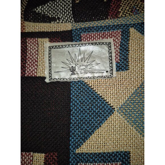 VTG Rising SUN Native American Southwestern Fringe Tapestry Coat EUC - Picture 6 of 6